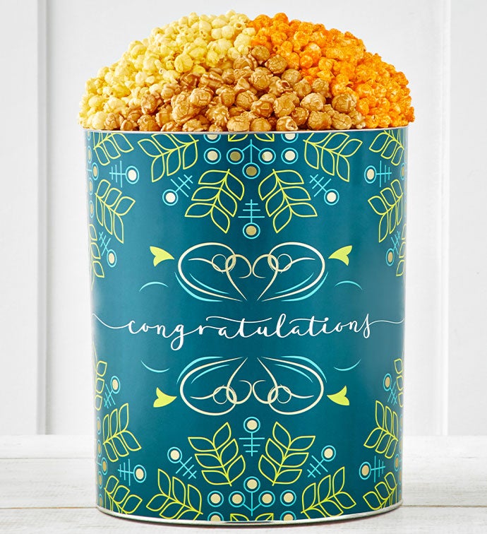 Congrats 6 1/2 Gallon 3 Flavor Popcorn Tin
